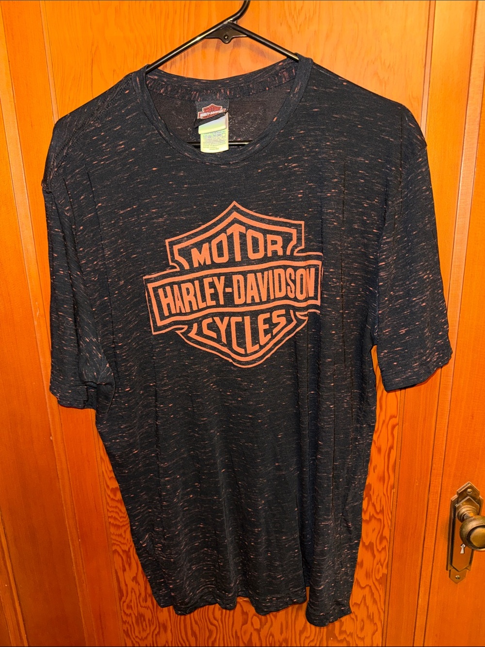 Harley-Davidson Black Tee with Orange Flecked Logo
